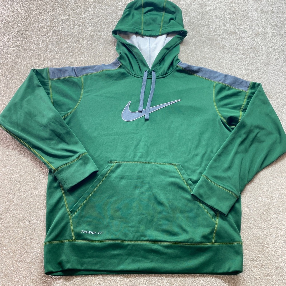 Nike Sweatshirt Therma-Fit‎ Mens Medium Green Hoodie Athletic Pullover